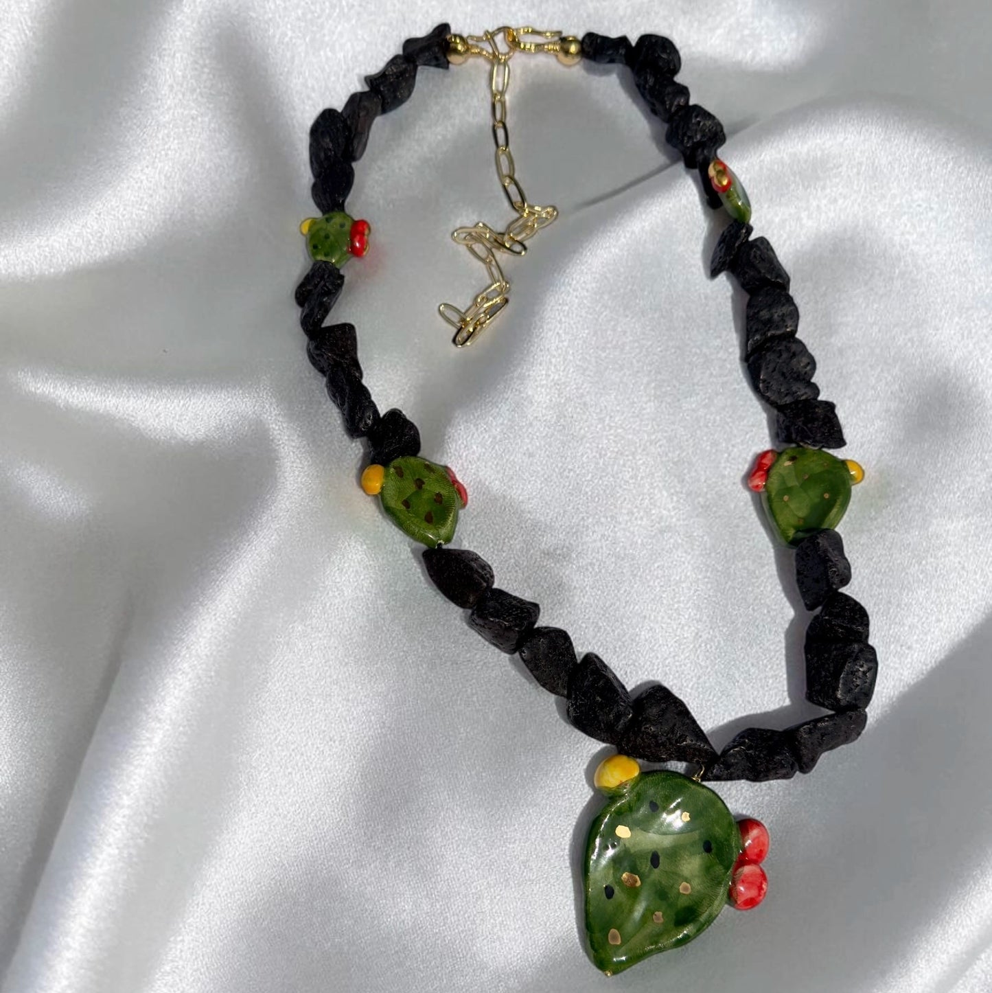 Sicilian Prickly Pear Lava Stone Necklace