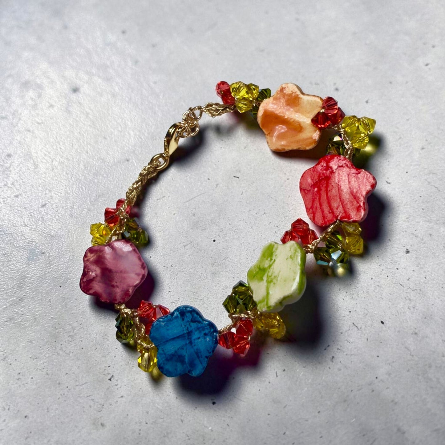 Golden Blossom – Sicilian Ceramic Flower Bracelet