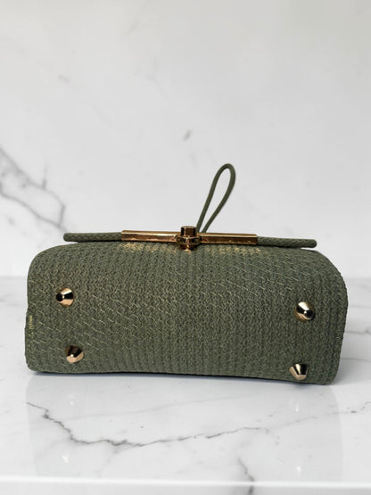 Etna Shadow · Sicilian Deep Green Cotton Bag with Black and White Caltagirone Pine Cone