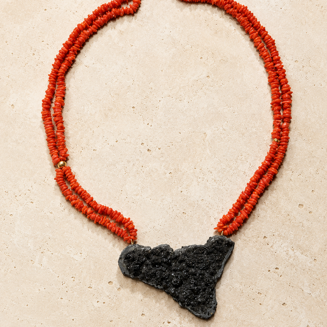 Etna Heart – Red Coral & Lava Stone Sicily Necklace