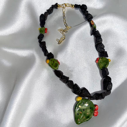 Sicilian Prickly Pear Lava Stone Necklace