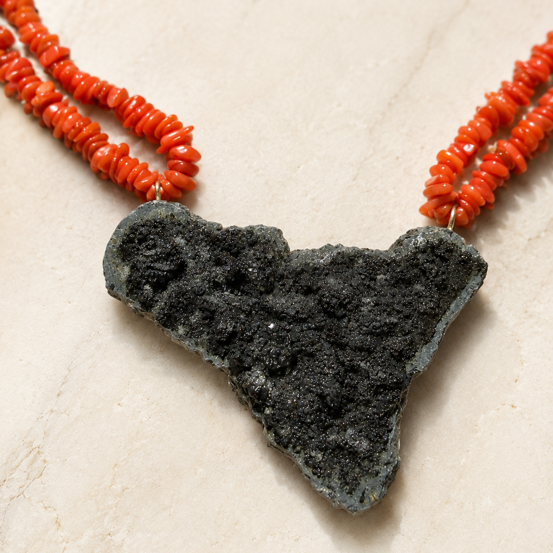 Etna Heart – Red Coral & Lava Stone Sicily Necklace