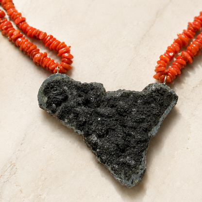 Etna Heart – Red Coral & Lava Stone Sicily Necklace