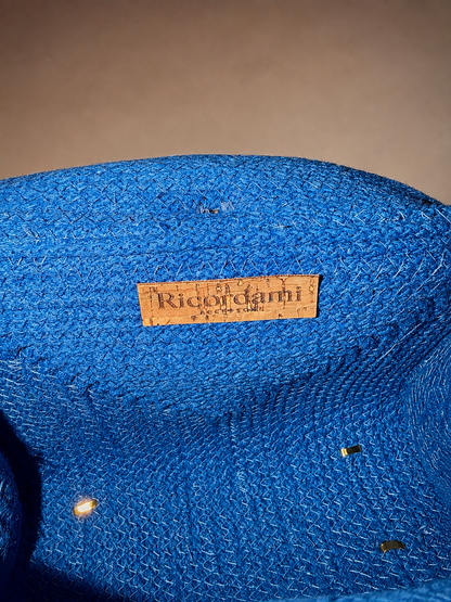 Azure Harmony · Sicilian Cobalt Blue Cotton Bag with Turquoise Caltagirone Pine Cone