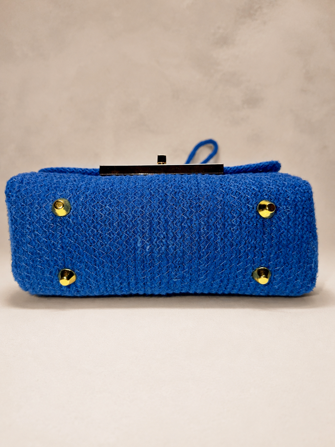 Azure Harmony · Sicilian Cobalt Blue Cotton Bag with Turquoise Caltagirone Pine Cone