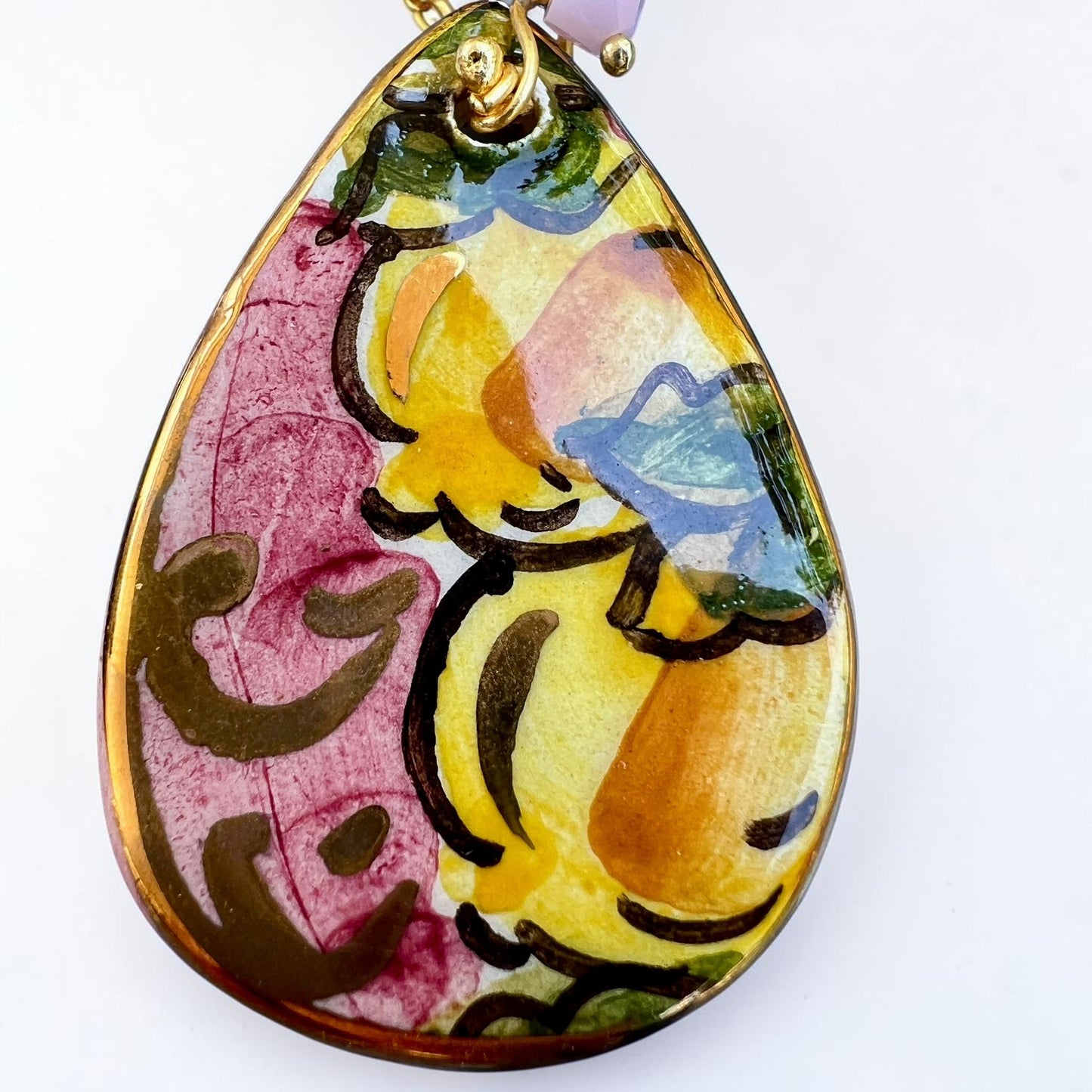 Mediterranean Dawn – Sicilian Ceramic Drop & Crystal Earrings