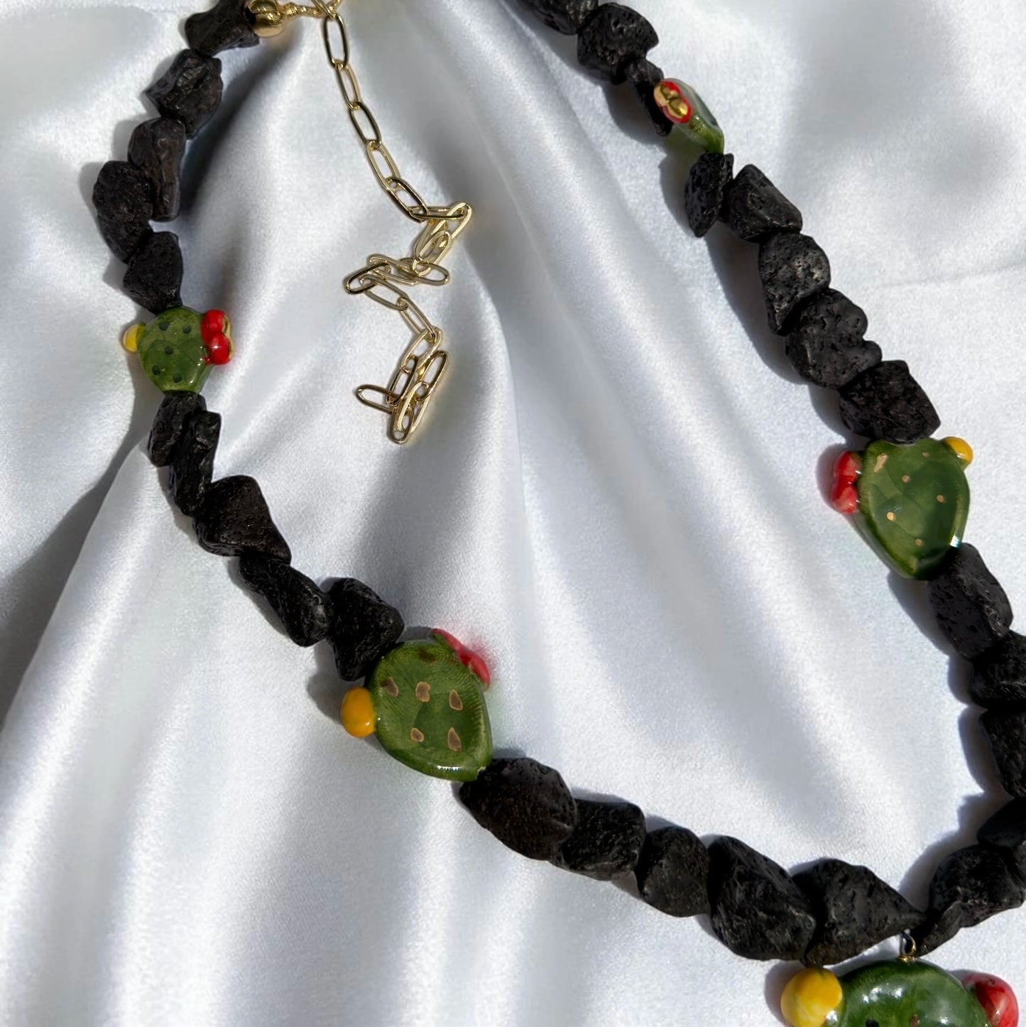 Sicilian Prickly Pear Lava Stone Necklace