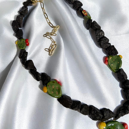 Sicilian Prickly Pear Lava Stone Necklace