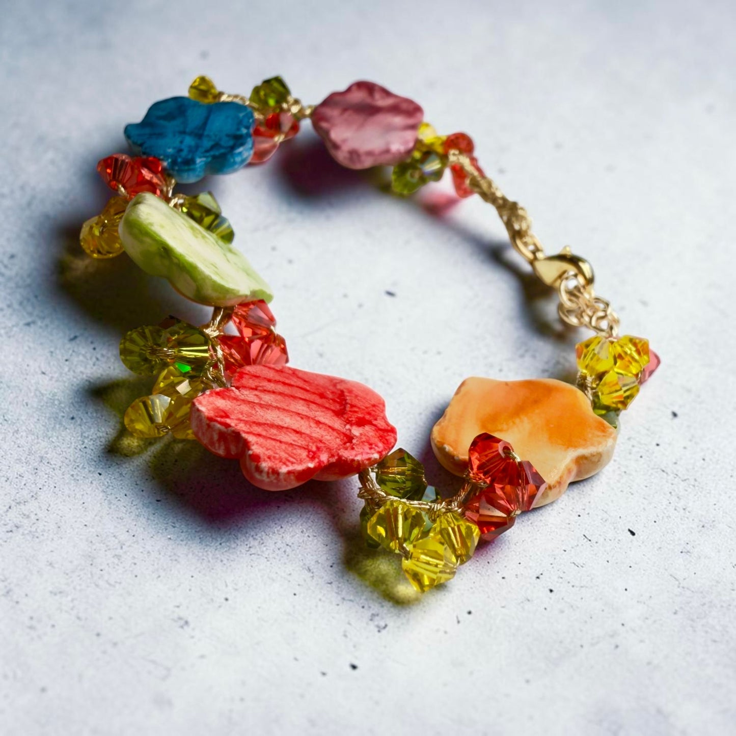 Golden Blossom – Sicilian Ceramic Flower Bracelet