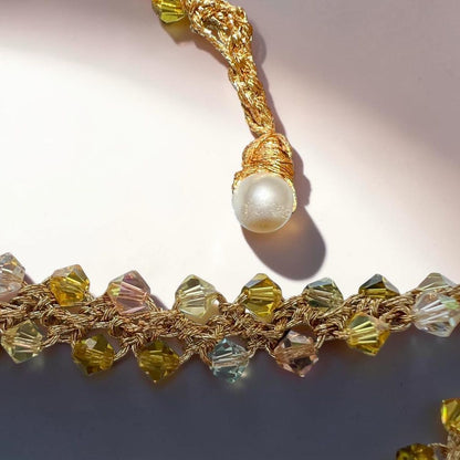 Mediterranean Bloom – Sicilian Ceramic Pendant & Pearl Crochet Necklace