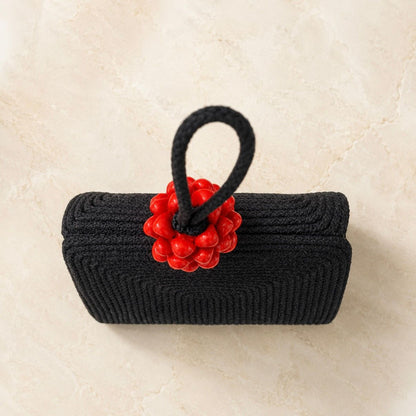 Midnight Prosperity – Sicilian Cotton Cord Bag with Caltagirone Pine Cone