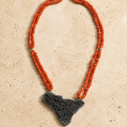 Etna Heart – Red Coral & Lava Stone Sicily Necklace