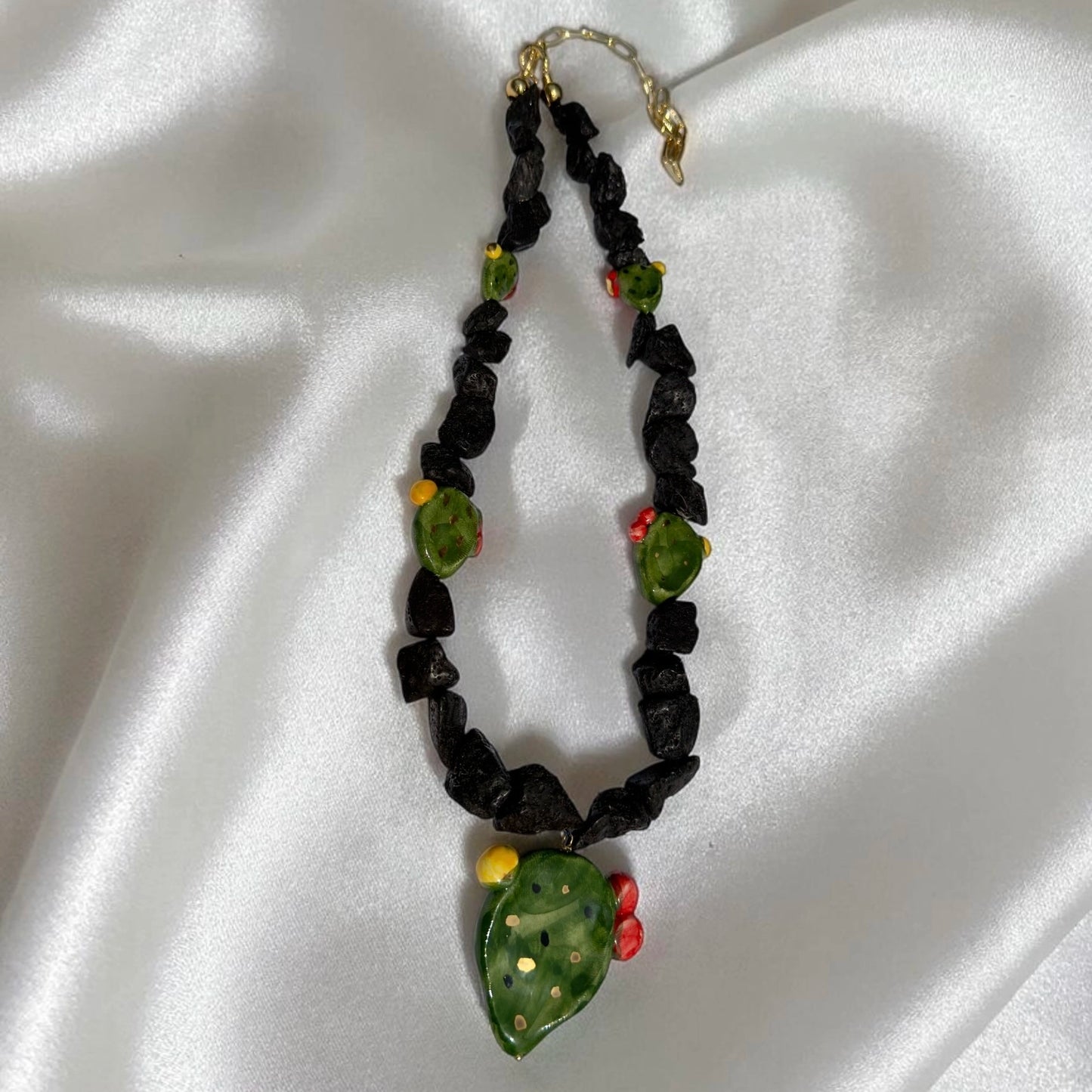 Sicilian Prickly Pear Lava Stone Necklace