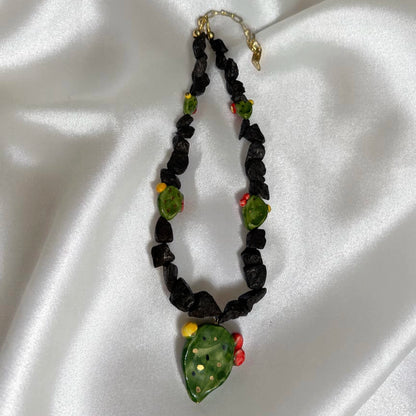 Sicilian Prickly Pear Lava Stone Necklace