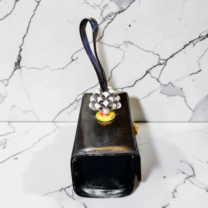 Obsidian Bloom · Caltagirone Ceramic & Naplac Leather Bag