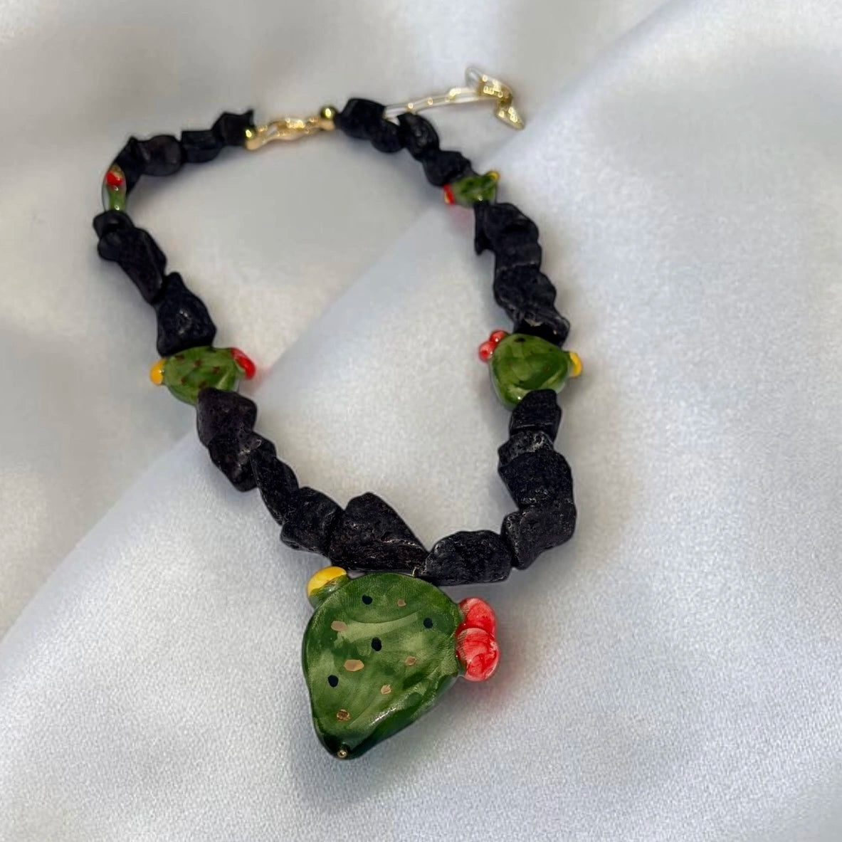 Sicilian Prickly Pear Lava Stone Necklace