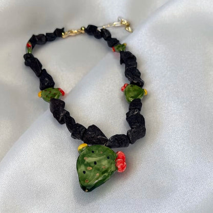 Sicilian Prickly Pear Lava Stone Necklace