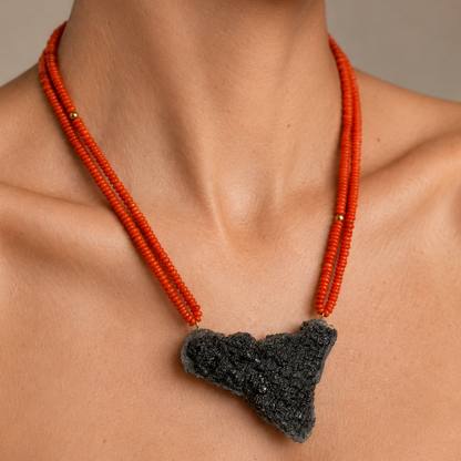 Etna Heart – Red Coral & Lava Stone Sicily Necklace