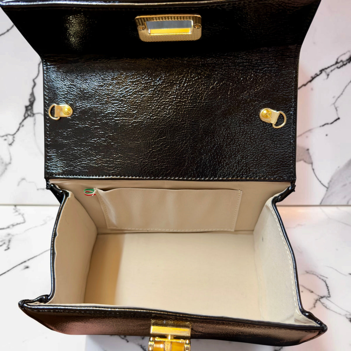 Obsidian Bloom · Caltagirone Ceramic & Naplac Leather Bag