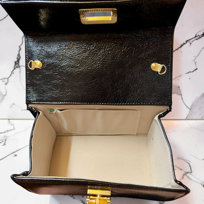 Obsidian Bloom · Caltagirone Ceramic & Naplac Leather Bag