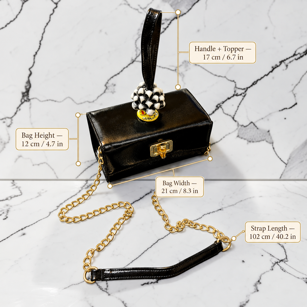 Obsidian Bloom · Caltagirone Ceramic & Naplac Leather Bag