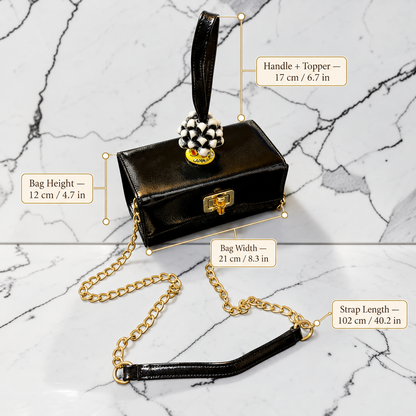 Obsidian Bloom · Caltagirone Ceramic & Naplac Leather Bag